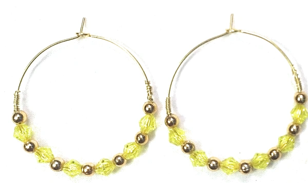 NIBRAS Light Green Tyre-Cut Crystal Seed Hoop Earrings - B09JMX9LZH, 6 gm, 4cm x 4cm x 1cm